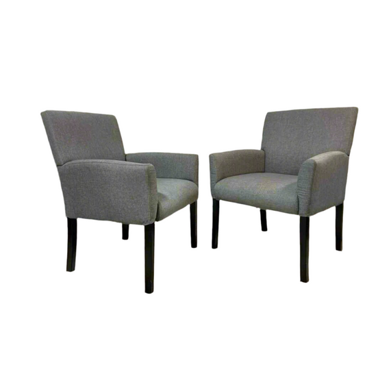 Gray linen chairs with dark wood legs (set of 2 )- Local Pick Up Only