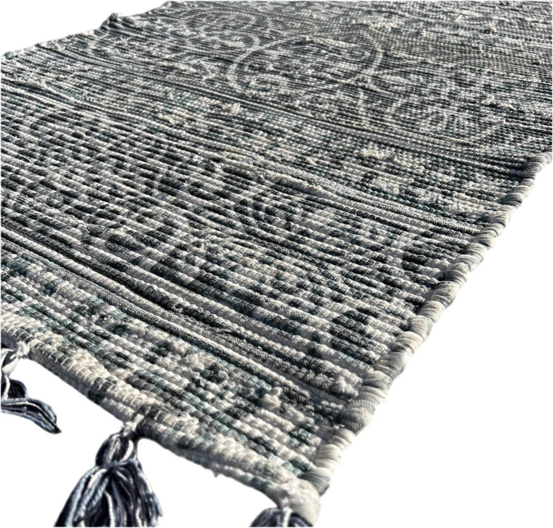 Medallion Jute Blue Patterned Rug (46”x27.5”)- Local Pick Up Only