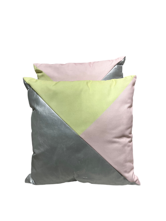 Pink silver & Yellow Pillow (set of 2)