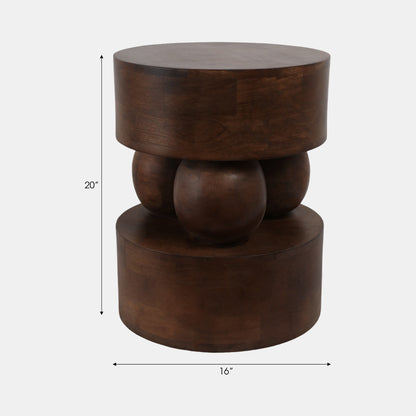 WOOD, 20"3- ORBS ACCENT TABLE