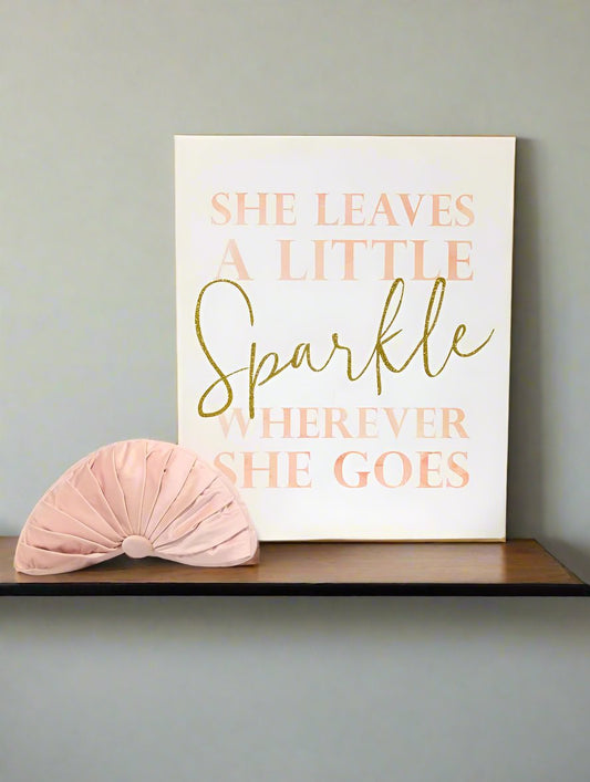 sparkling printed canvas and a fun pleated, soft pink in a half moon shape pillow