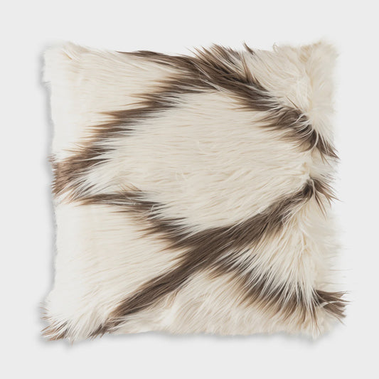 Alaska Ivory and Brown Fur Pillow 