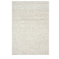 A rectangular area rug with a light beige and off-white abstract spotted pattern, shown flat against a white background.