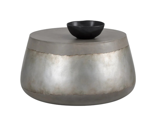 beautiful coffee table with a stunning pop of metallic.