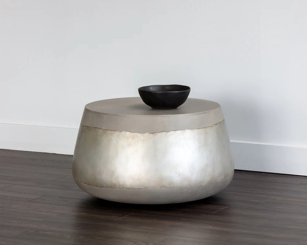 beautiful coffee table with a stunning pop of metallic.