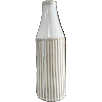 White Ceramic Ribbed Vase- Open Box
