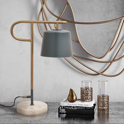 Babel desk lamp in gray, gold and marble