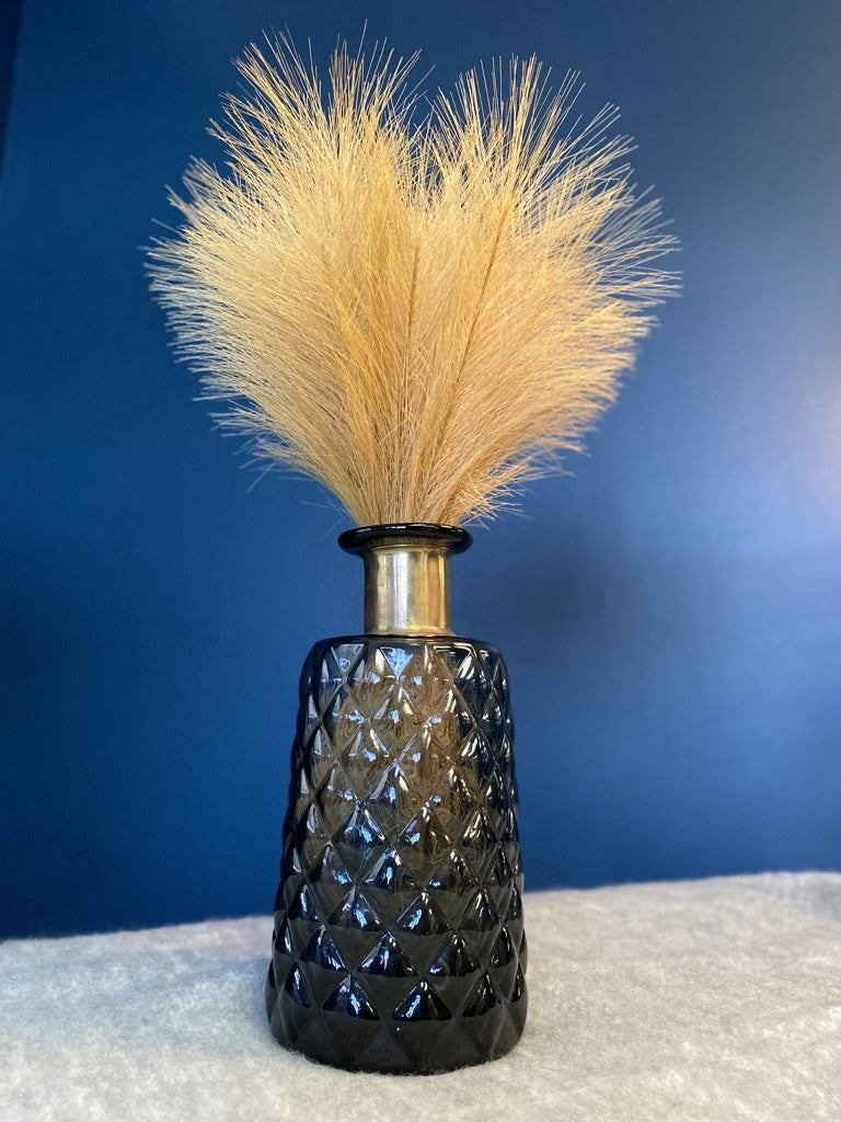 Black + Gold Vase w/ FauxFeather- Open Box