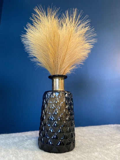 Black + Gold Vase w/ FauxFeather- Open Box