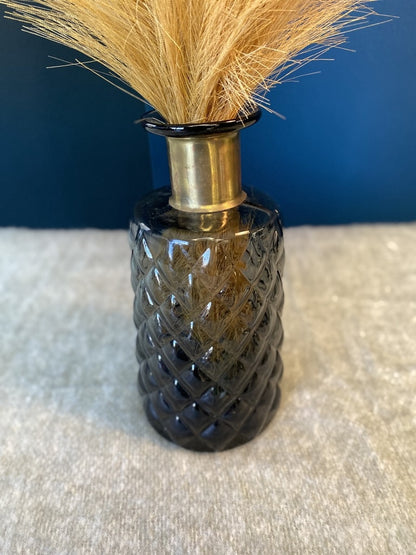 Black + Gold Vase w/ FauxFeather- Open Box