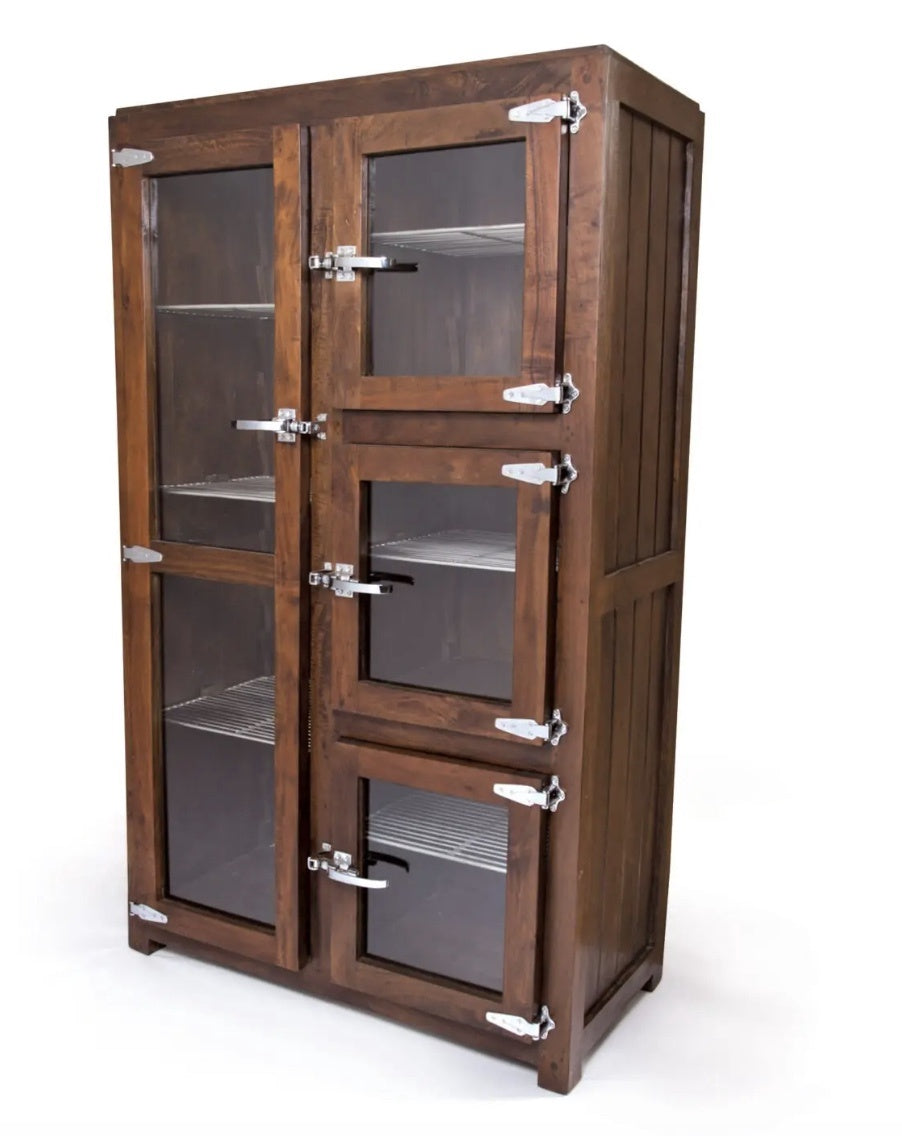 Wood and glass bedroom wardrobe cabinet