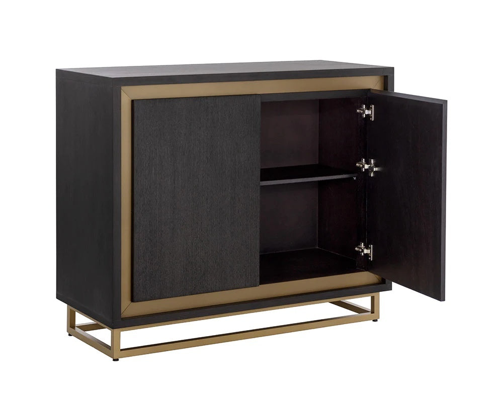 Sunpan wooden oak with bronze wine cabinet