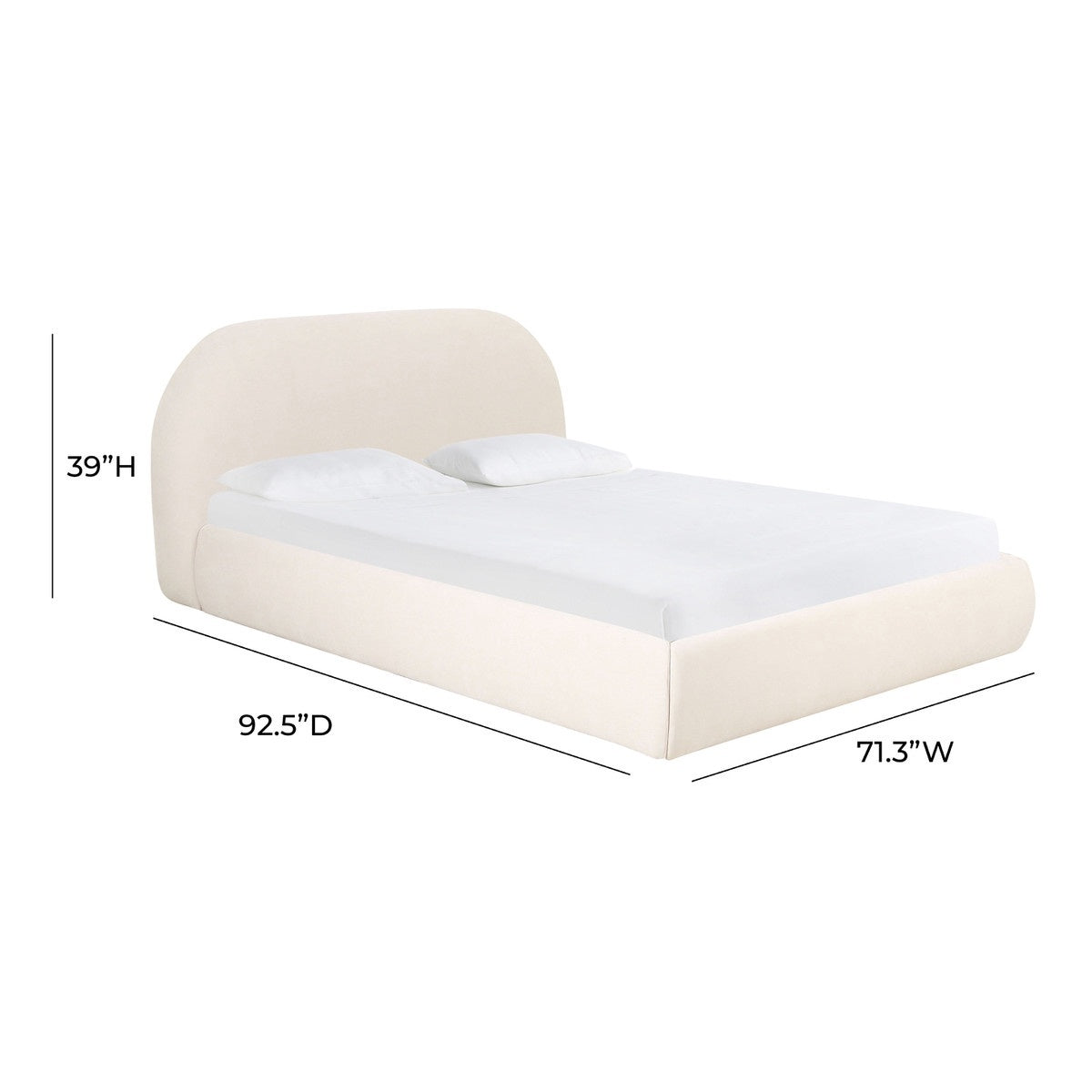 Bara Cream Textured Velvet Queen Bed