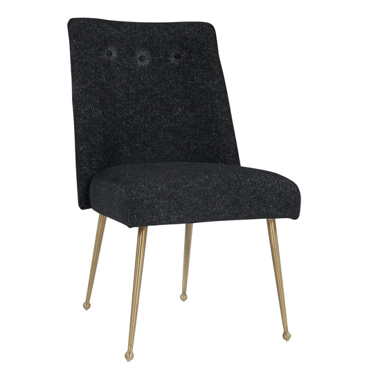 Batik Black Padded Linen Dining Chair