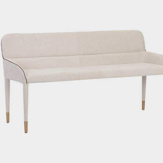 Modern banquette white with faux leather piping