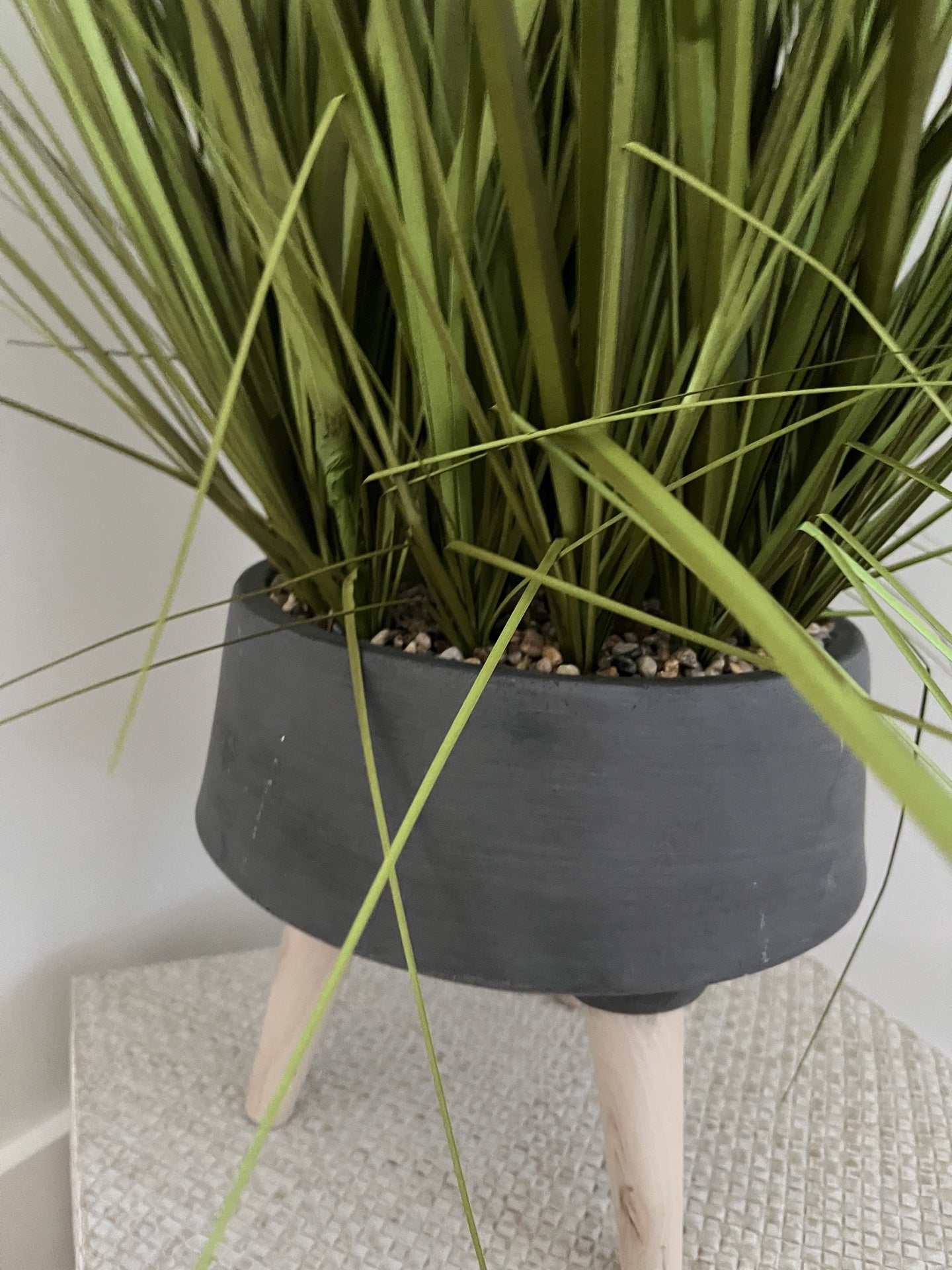 Black Modern Planter with faux grass