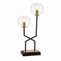 Modern table lamp with two glass shades and black metal base