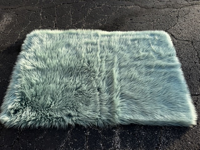 Blue-Green Faux Fur Area Rug 