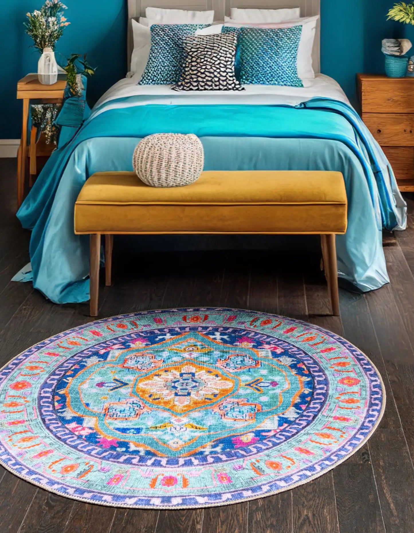 Timeless Round Rug Blue 7' 7 x 7' 7