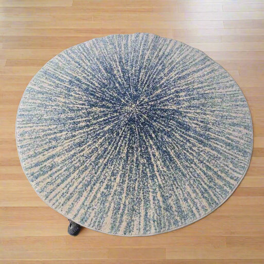 Blue whiteburst round rug