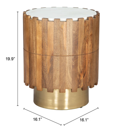 Bombay Side Table Natural wood and marble