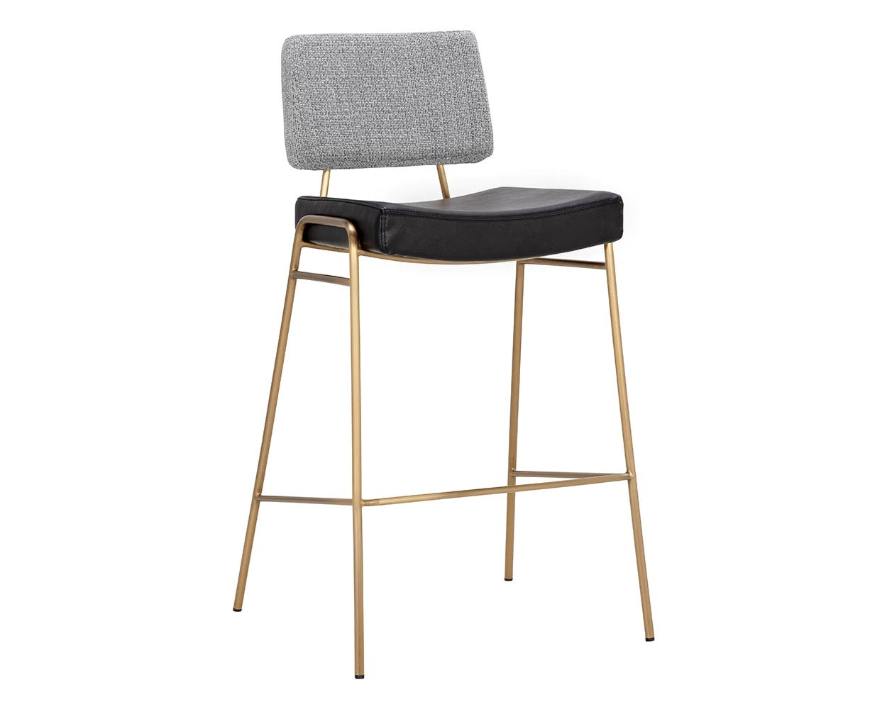 Brinley barstool with faux leather seats and gold steel frame