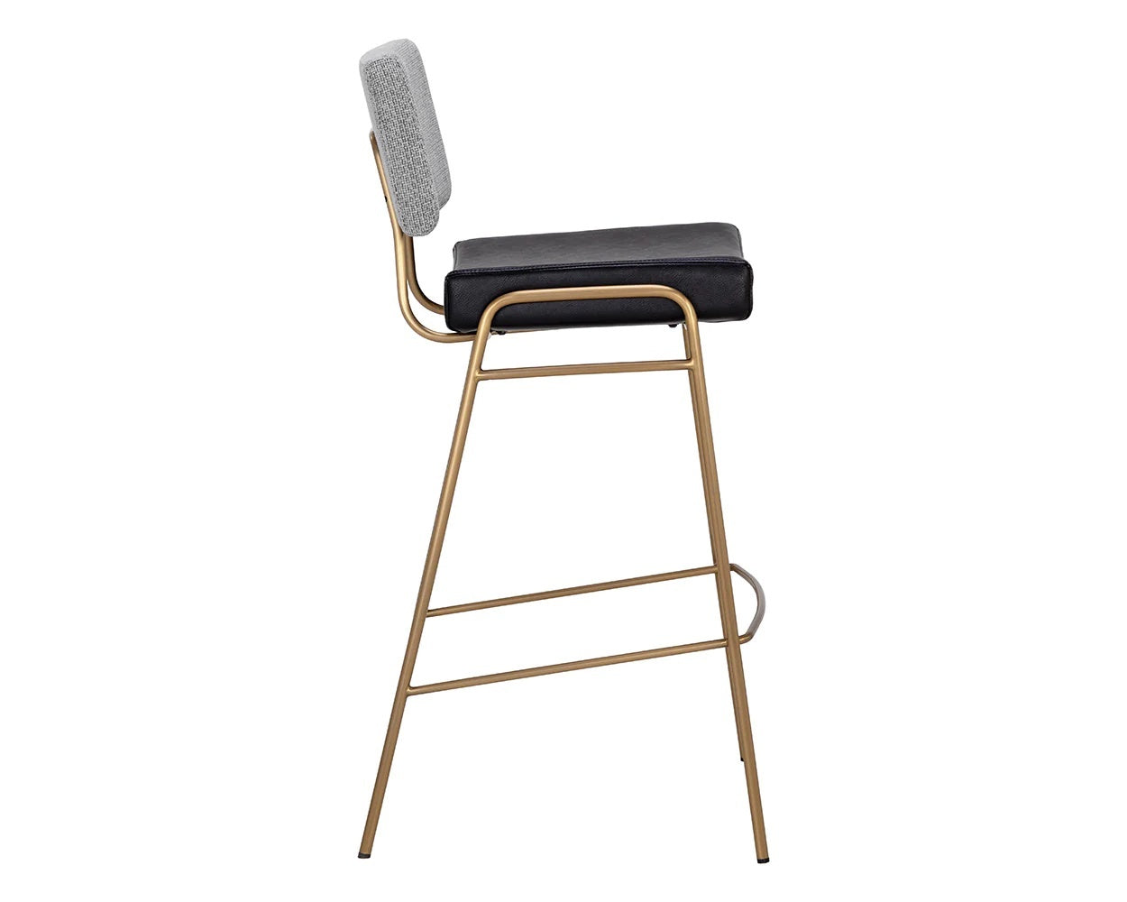 Brinley barstool with faux leather seats and gold steel frame