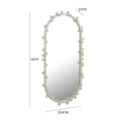 Bubbles Ivory Oval Wall Mirror-Dropship