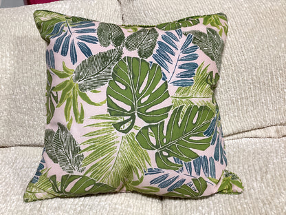 Floral leaf decorative pillow 18”x18” -open box-