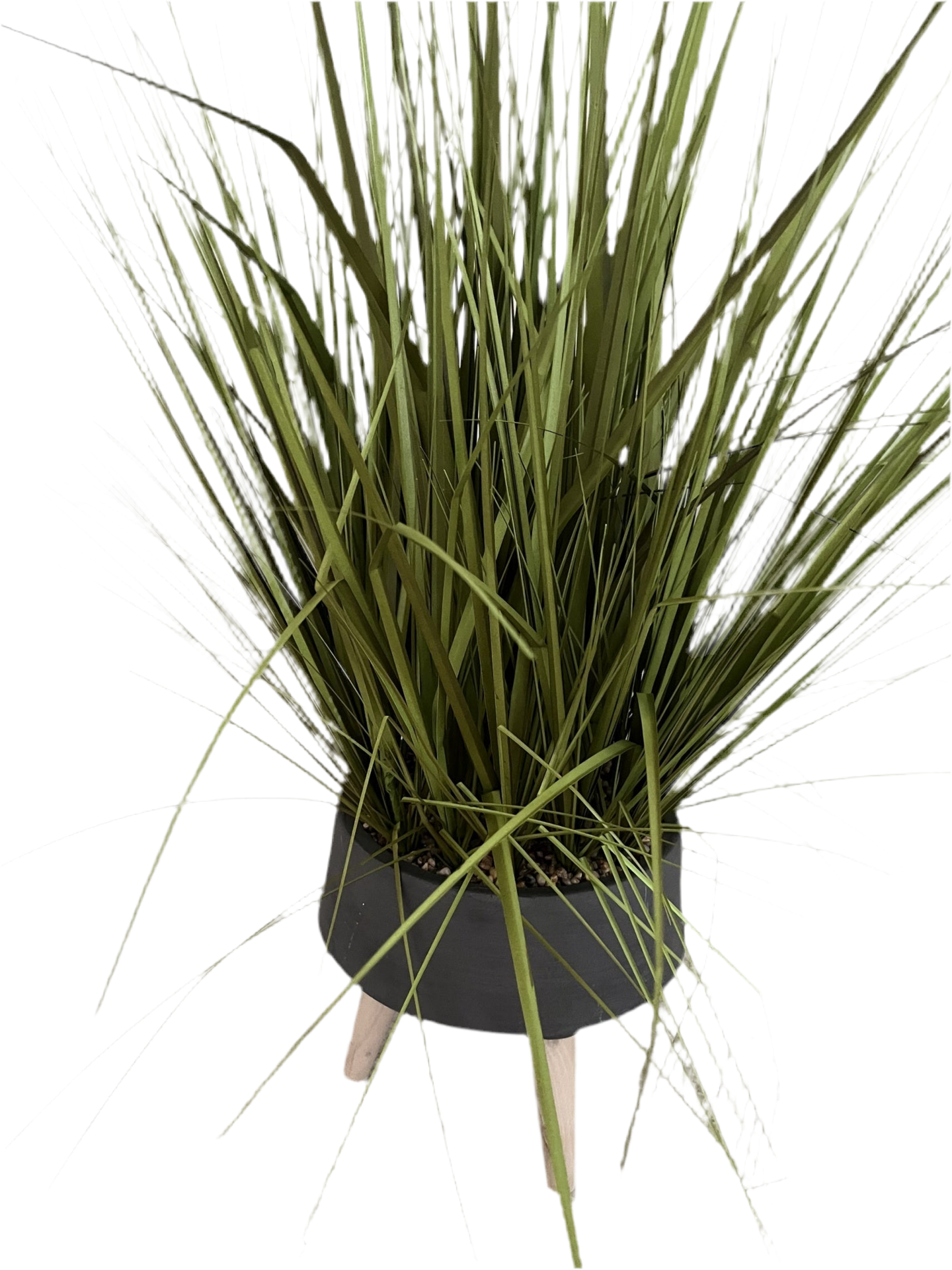 Gray Modern Planter with faux grass - Local Pick Up Only