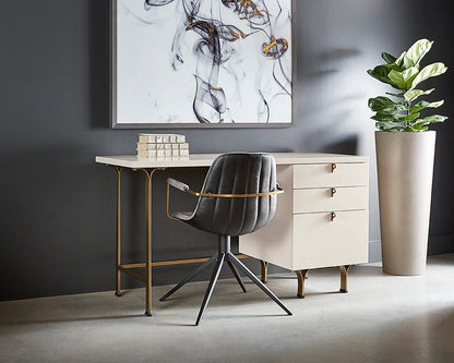 Celine Desk white desk made of rubber wood and brass