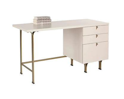 Celine Desk white desk made of rubber wood and brass