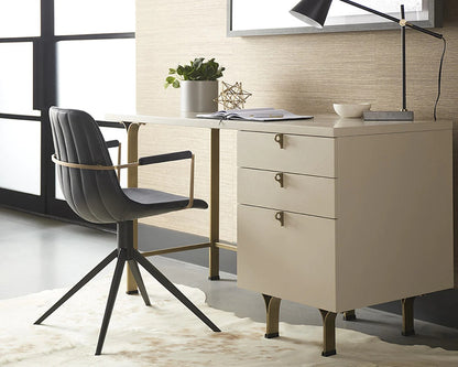 Celine Desk white desk made of rubber wood and brass