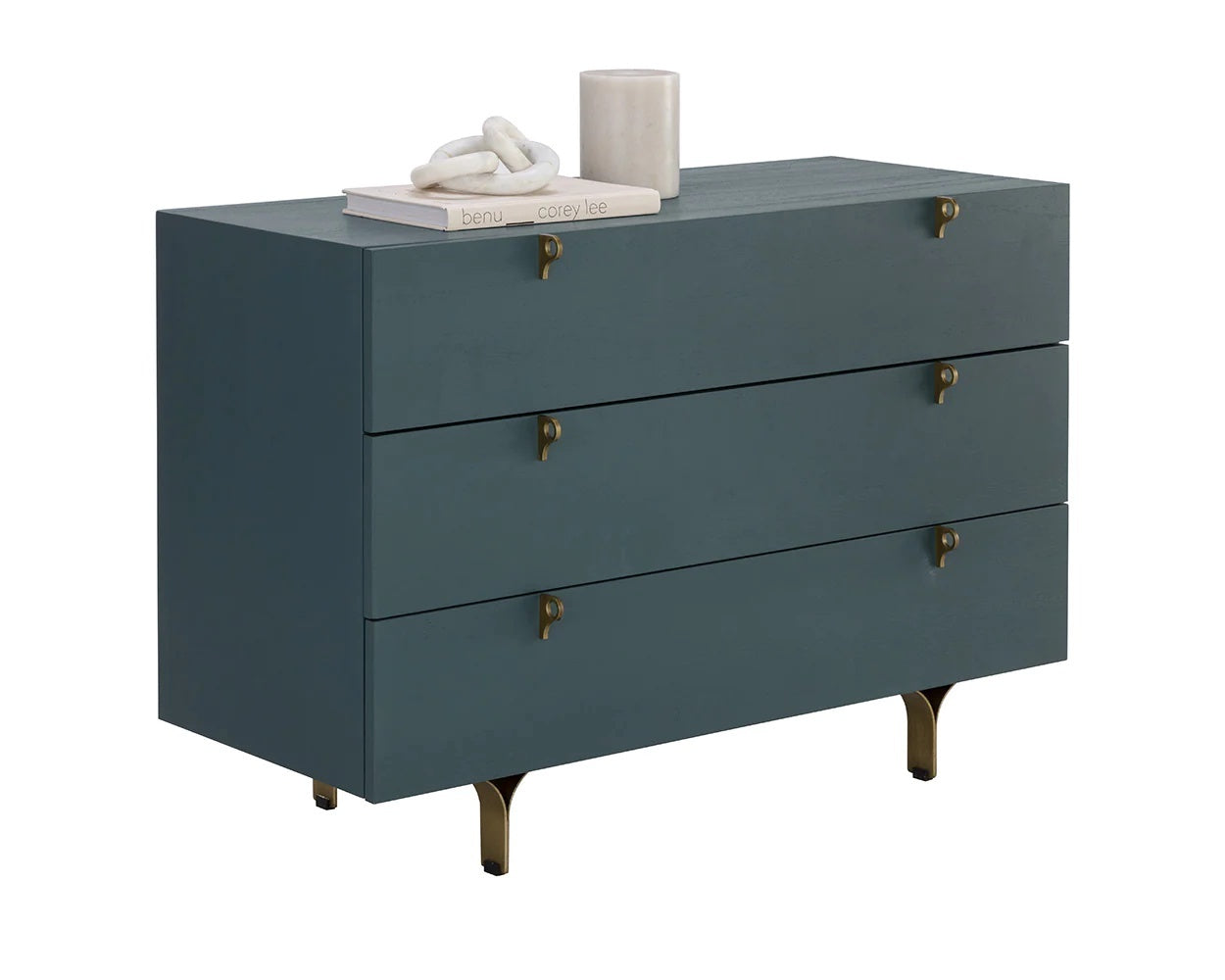 Celine Dresser crafted from rubberwood with a teal finish