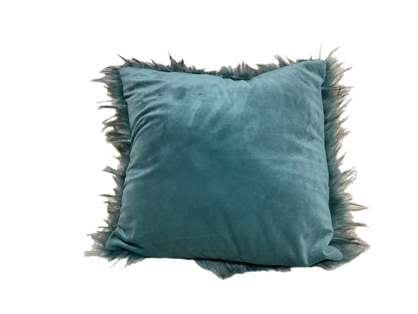 Furry Teal Decorative Pillow -open box-