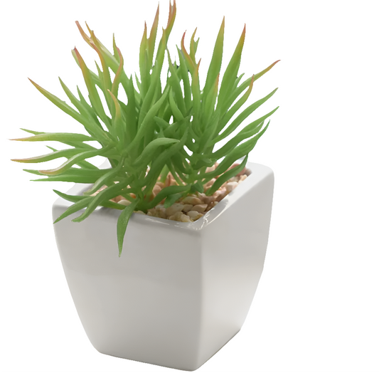 Tapered Mini faux succulent potted plant-spike open box-8151