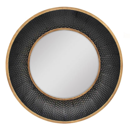 Round Faux Hammered Metal Framed Mirror