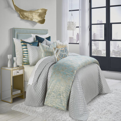 Elana Aqua Silver Quilt-Queen