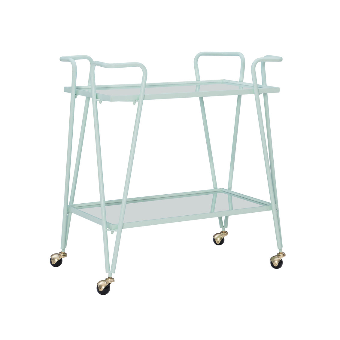 Mint iron frame bar cart with wheels