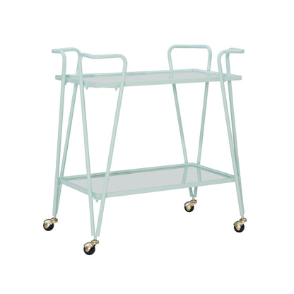 Mint iron frame bar cart with wheels