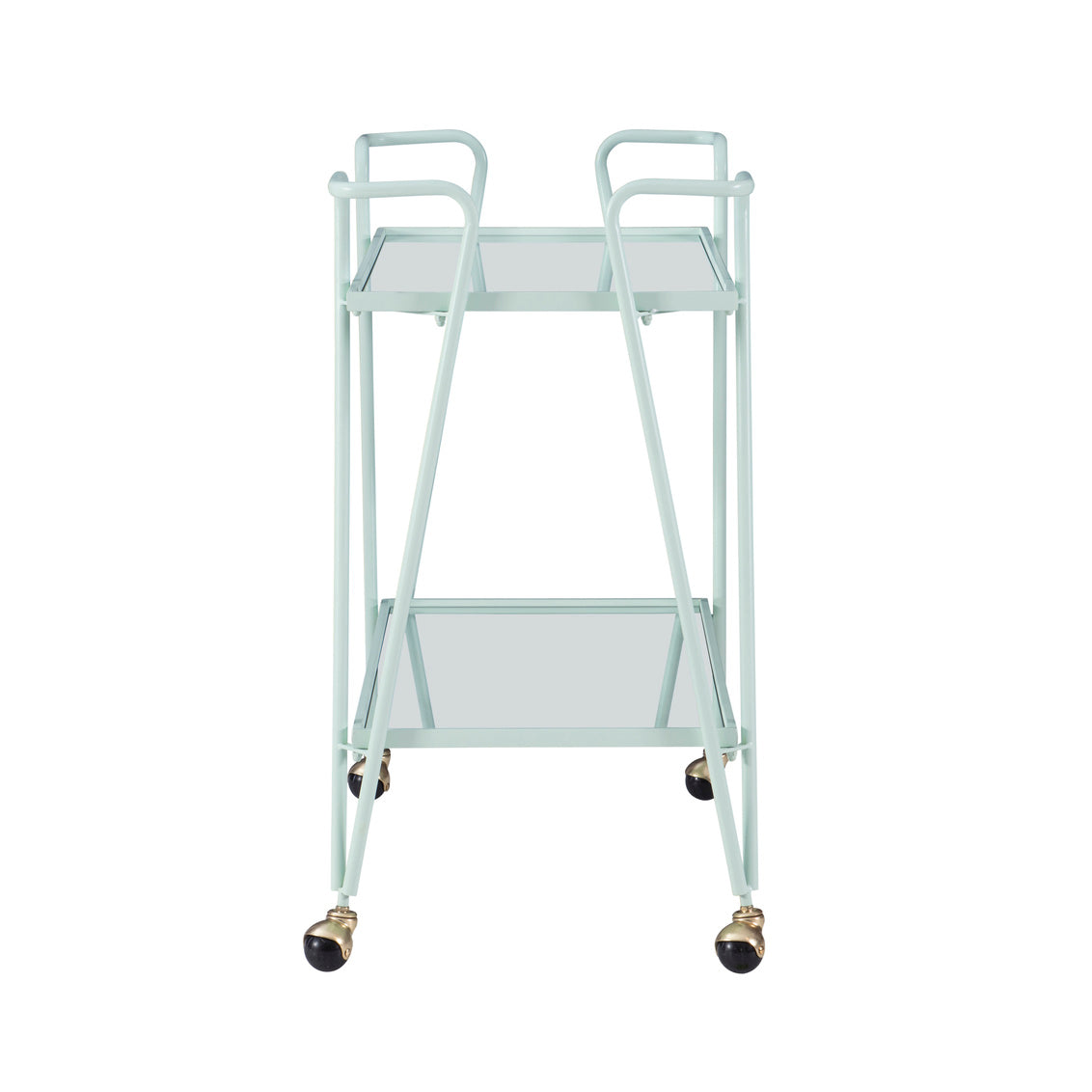 Mint iron frame bar cart with wheels