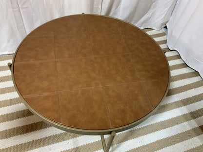 Faux leather top coffee table with gold trim and legs- Local Pick Up Only