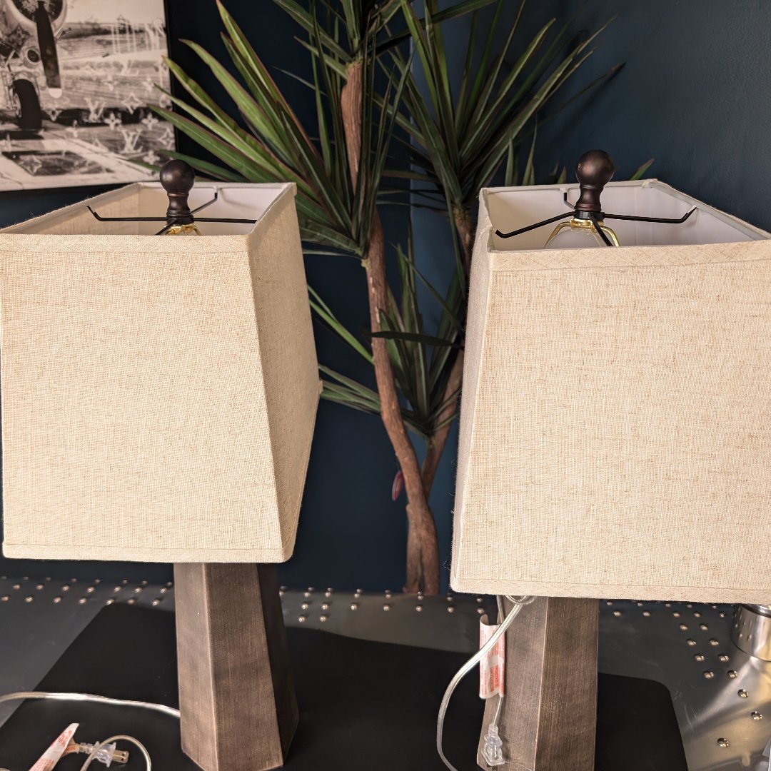 Faux Wood Table Lamp (Set of 2)- Local Pick Up Only