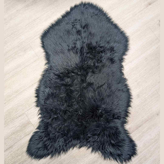 Faux Fur Dark Blue Accent Rug