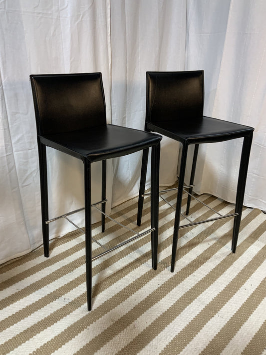 Black faux leather barstool 