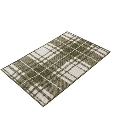 Green Outdoor Checkered Rectangle Rug