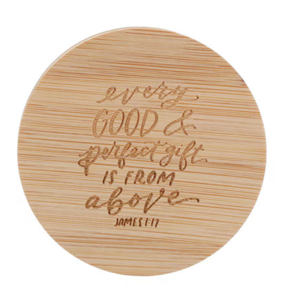 Glass Candle Bamboo Lid Every Good Perfect Gift James 1:17