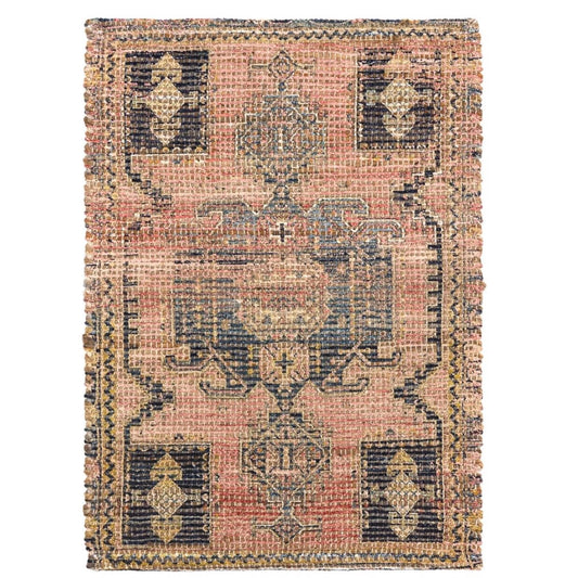 Antique Red Chenille Jute Rectangle Rug