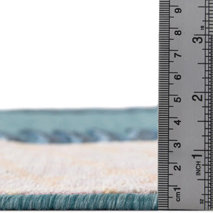 Blue Outdoor Botanical Rectangle Rug
