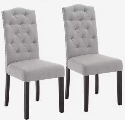 Light Gray Linen Chairs (set of 2) Open Box